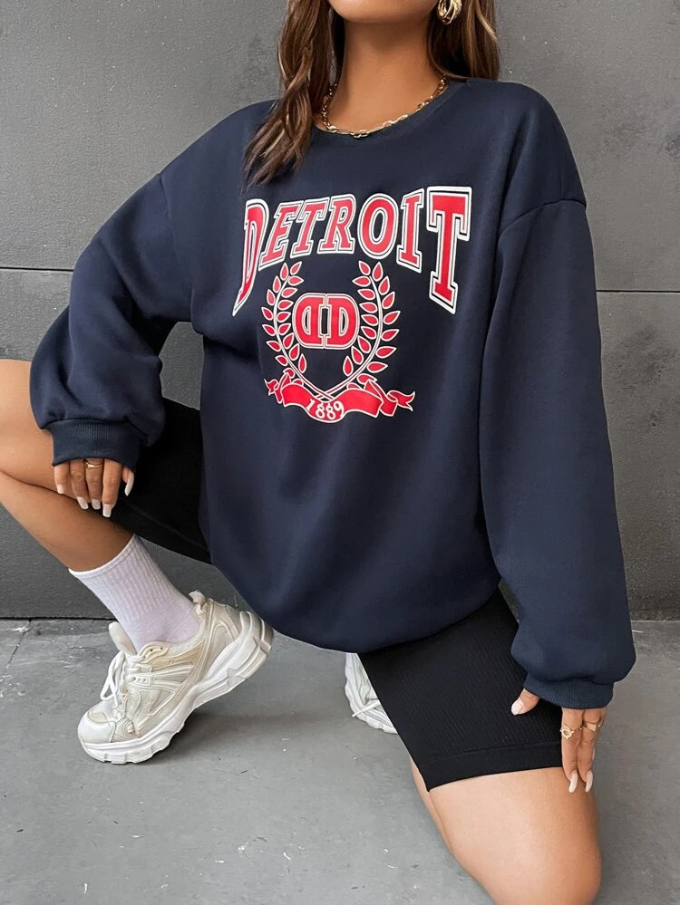 Fifth Avenue DIFT708 Detroit Printed Sweatshirt - Navy Blue