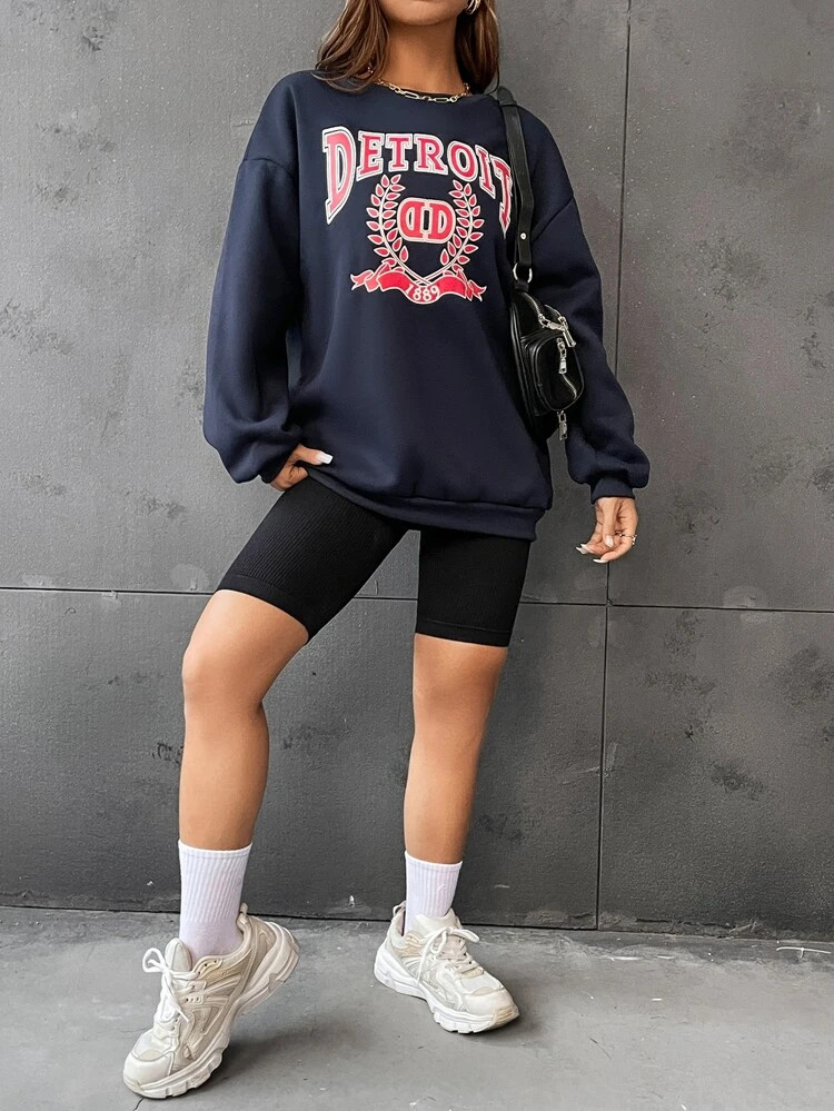 Fifth Avenue DIFT708 Detroit Printed Sweatshirt - Navy Blue