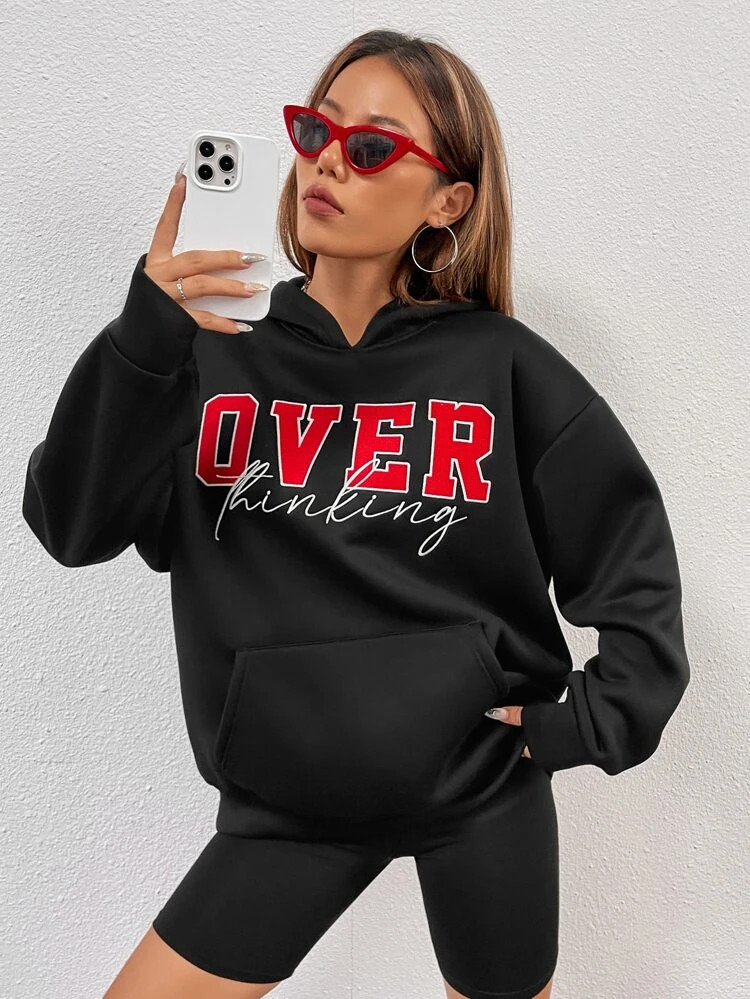 Fifth Avenue DIFT710 Overthinking Print Hoodie - Black