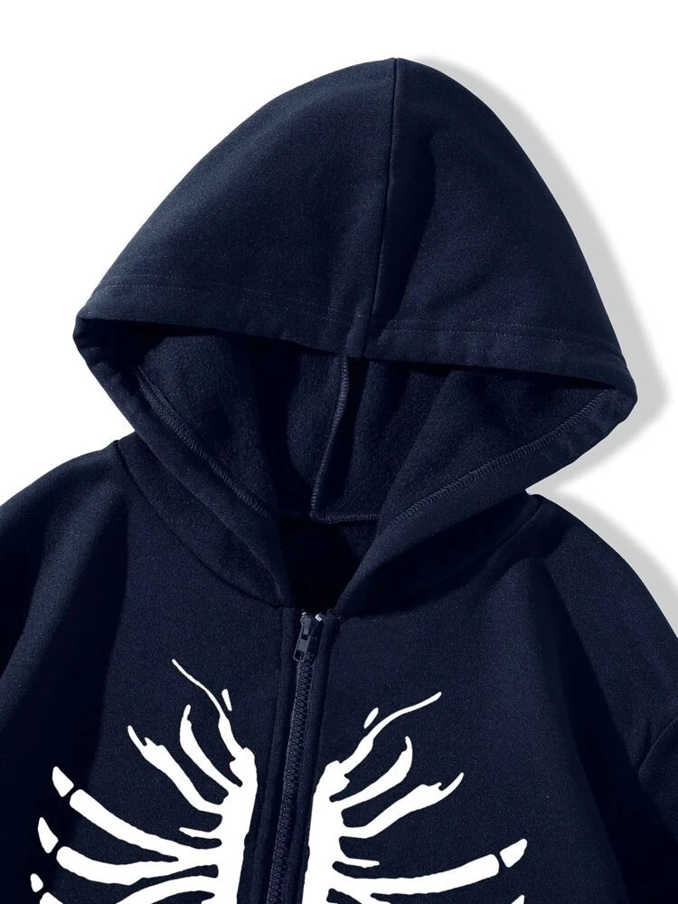 Fifth Avenue Printed Zip Hoodie MIFT283 - Navy Blue
