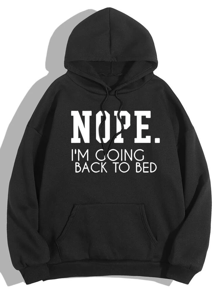 Fifth Avenue DIFT712 Nope In Bed Print Hoodie - Black