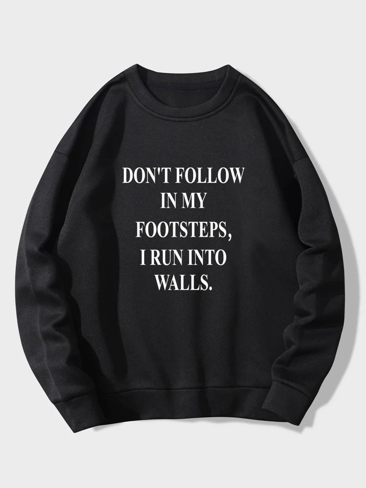 Fifth Avenue DIFT714 Don't Follow In Footsteps Printed Sweatshirt - Black