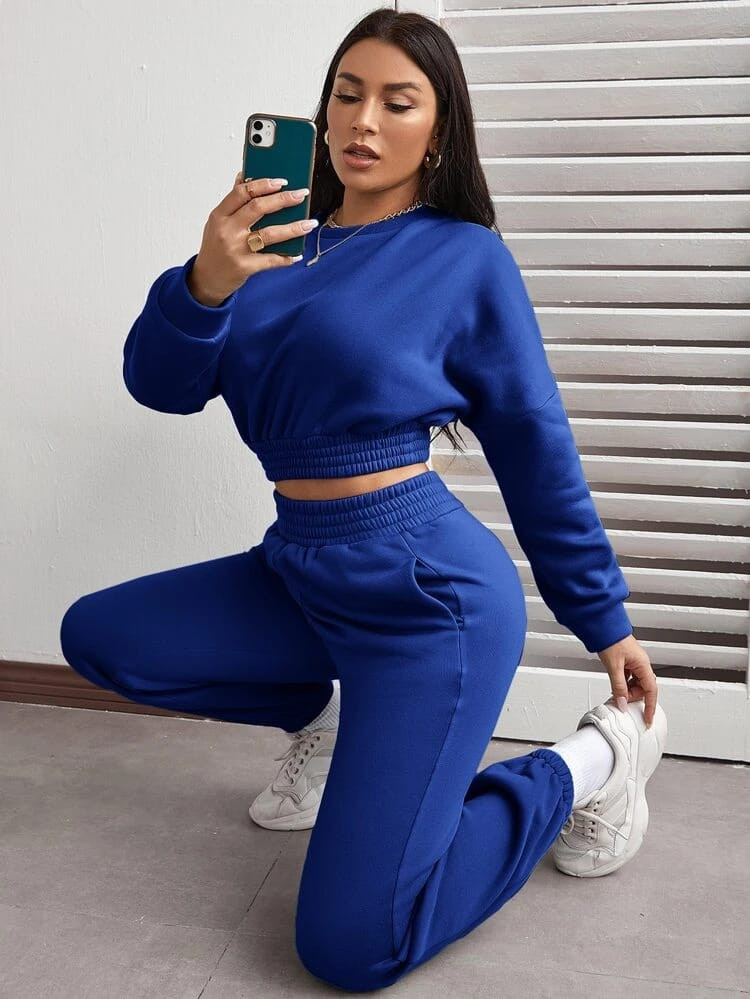 Fifth Avenue WTPS34 Elastic Waist Detail Sweatshirt and Jogger Pants Set