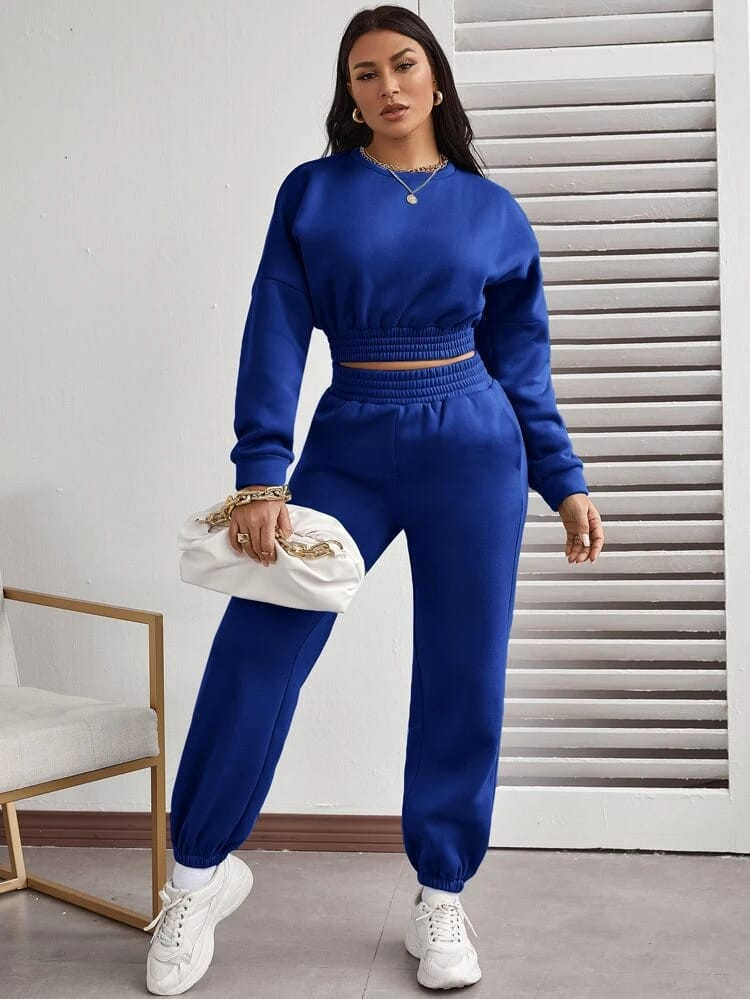 Fifth Avenue WTPS34 Elastic Waist Detail Sweatshirt and Jogger Pants Set