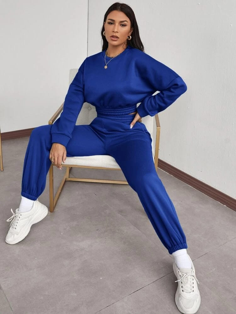 Fifth Avenue WTPS34 Elastic Waist Detail Sweatshirt and Jogger Pants Set