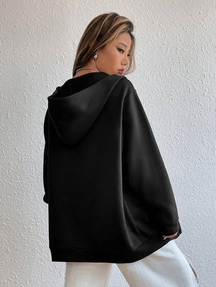 Fifth Avenue DIFT738 Boston Print Zip Hoodie - Black