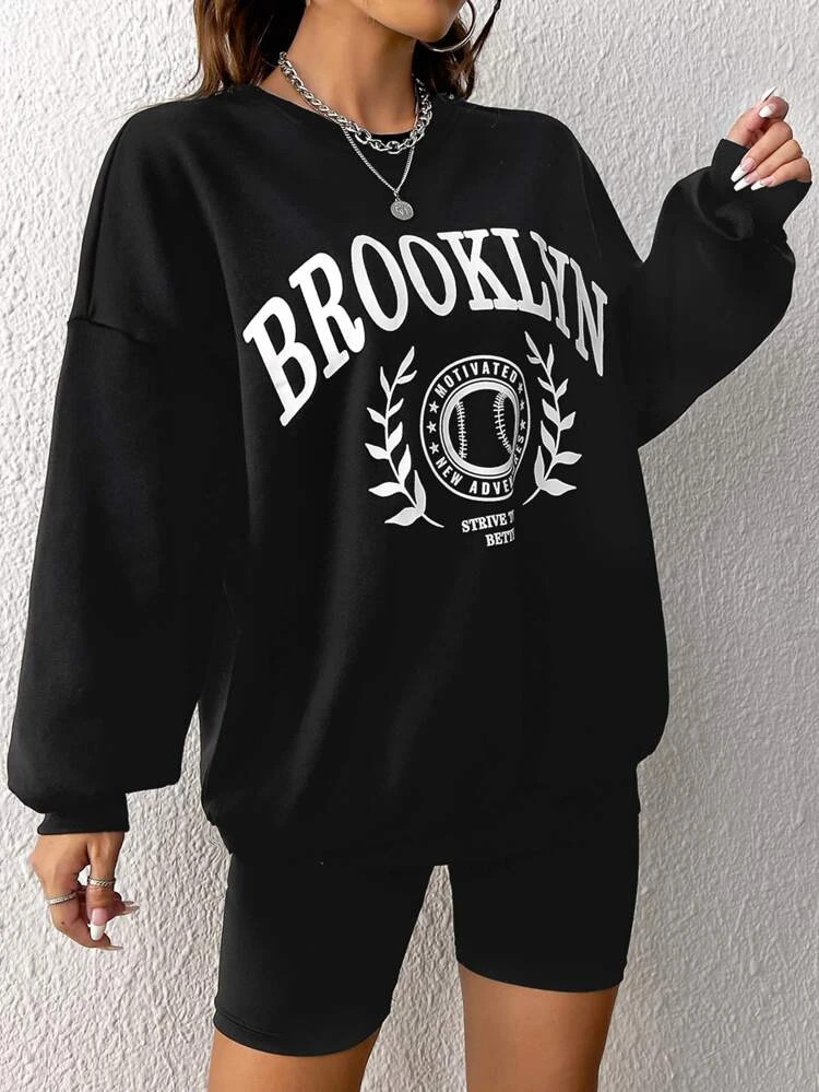 Fifth Avenue DIFT748 Brooklyn Printed Sweatshirt - Black