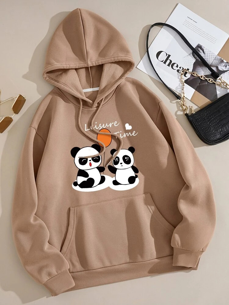 Fifth Avenue DIFT768 Panda Print Hoodie - Brown