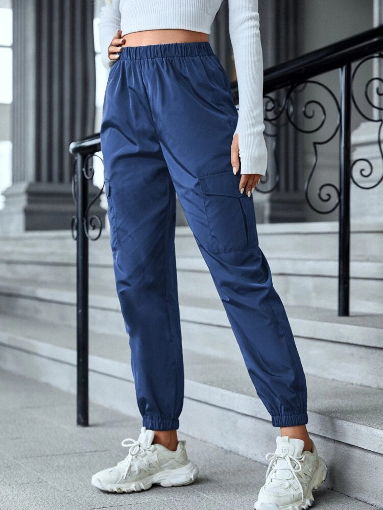 Fifth Avenue Women's Elastic Waist Cargo Pocket Detail Pants FAWLP77