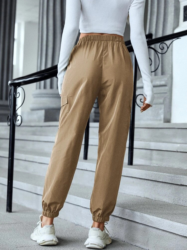 Fifth Avenue Women's Elastic Waist Cargo Pocket Detail Pants FAWLP79