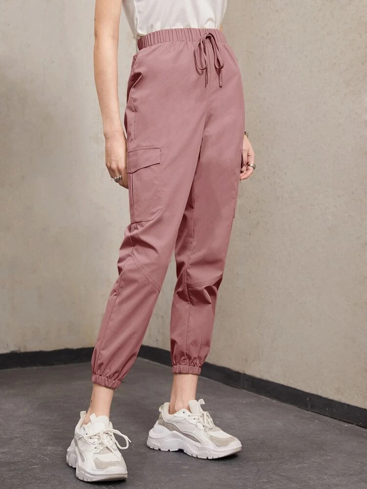 Fifth Avenue Women's Elastic Waist Cargo Pocket Detail Pants FAWLP82