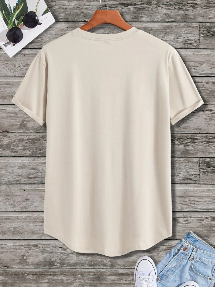 Fifth Avenue Freedom Printed MIFT364 AOKI Dip Hem T-Shirt - Cream