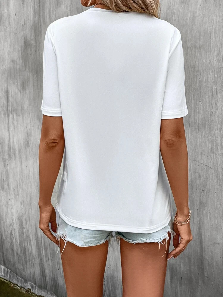 Fifth Avenue DIFT805 Heart Printed Oversized T-Shirt - White