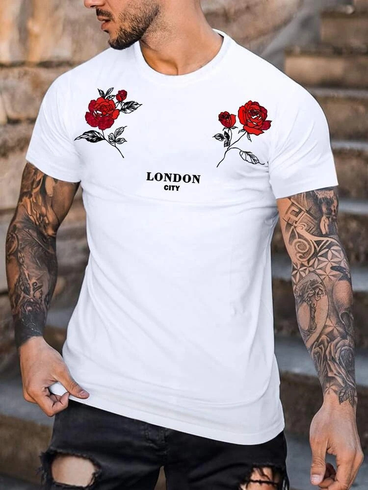 Fifth Avenue Floral Text Printed MIFT374 T-Shirt - White