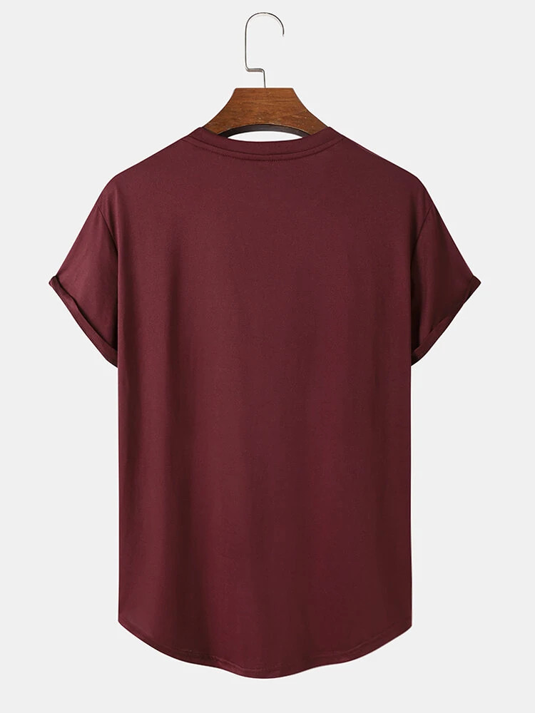 Fifth Avenue Tribal Printed MIFT380 AOKI Dip Hem T-Shirt - Maroon
