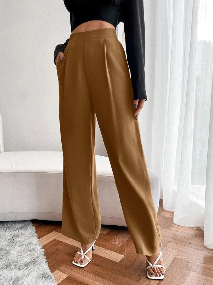 Fifth Avenue Women's Elastic Waist Pleat Detail Pants FAWLP91