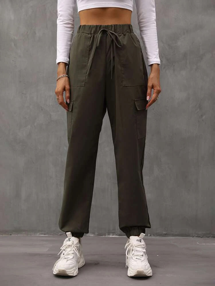 Fifth Avenue Women's Elastic Waist Cargo Pocket Detail Pants FAWLP99