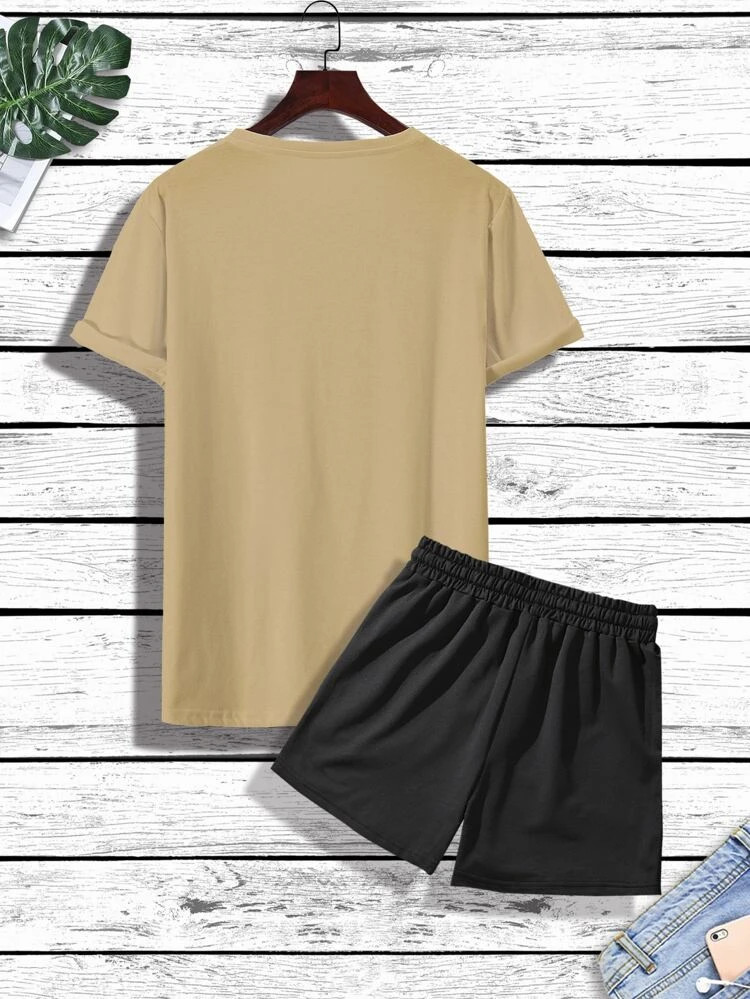 Mens Summer Printed Co Ord Set by Fifth Avenue MSFACSS55 - Cream Black