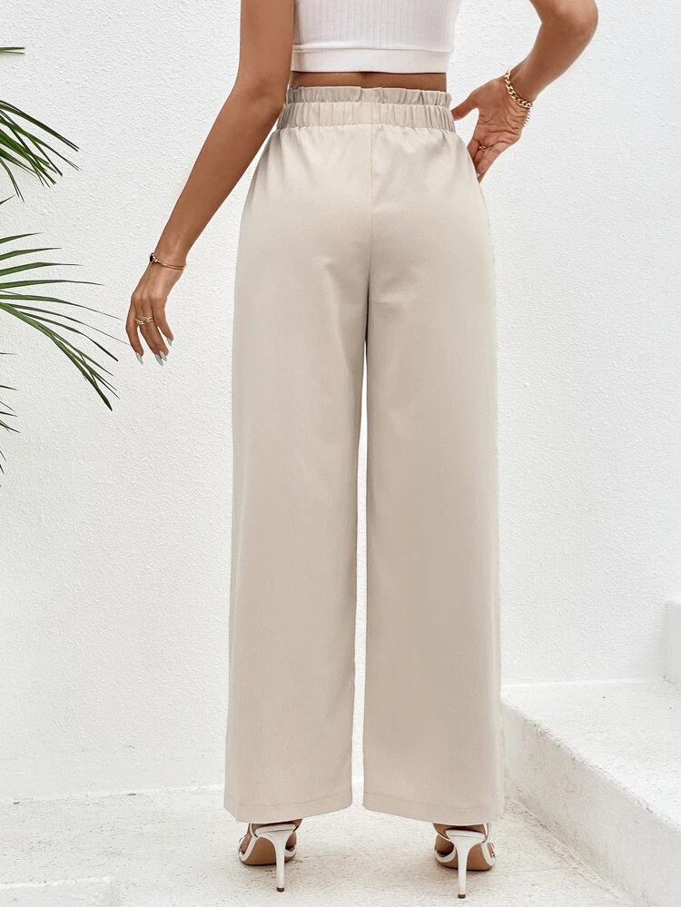 Fifth Avenue Women's Elastic Paperbag Waist Pocket Detail Pants FAWLP101