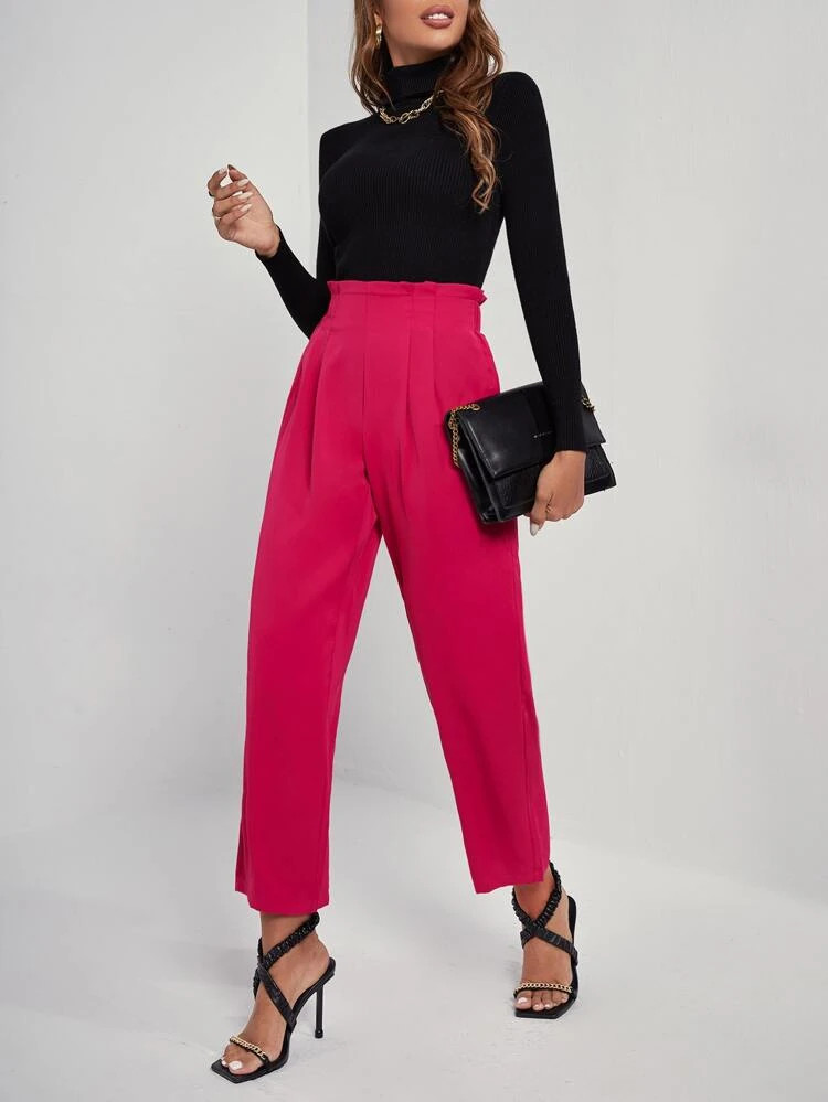 Fifth Avenue Women's Elastic Pleat Detail Waist Pocket Detail Pants FAWLP107