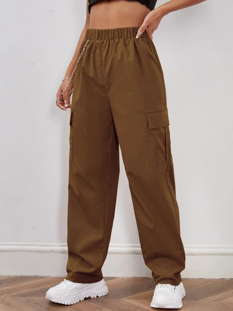 Fifth Avenue Women's Elastic Chain Detail Waist Pocket Detail Pants FAWLP113