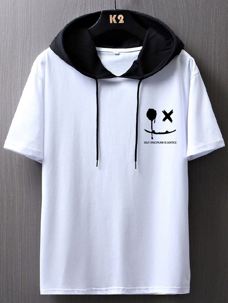 Fifth Avenue Face Text Print MIFT437 Hooded ROKA T-Shirt - White Black