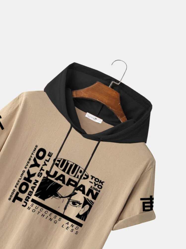 Fifth Avenue Graphic Text Print MIFT445 Hooded ROKA T-Shirt - Cream Black