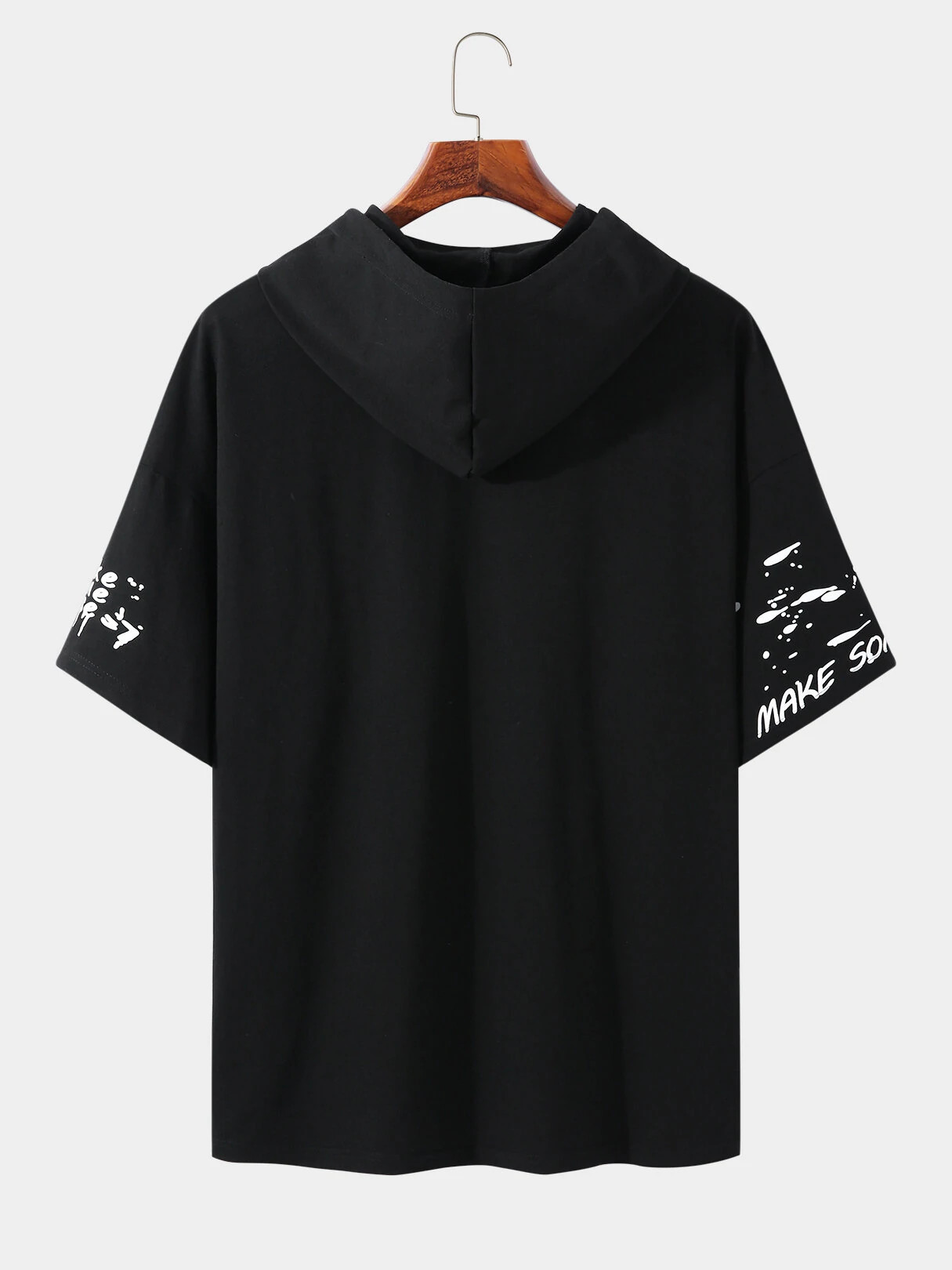 Fifth Avenue Floral Graffiti Print MIFT446 Hooded ROKA T-Shirt - Black