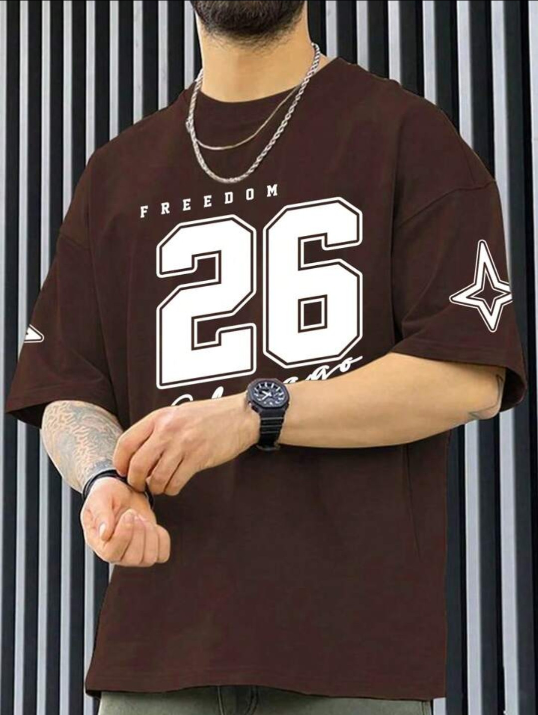 Nine Zero Chicago 26 Printed NZMT7 T-Shirt - Brown