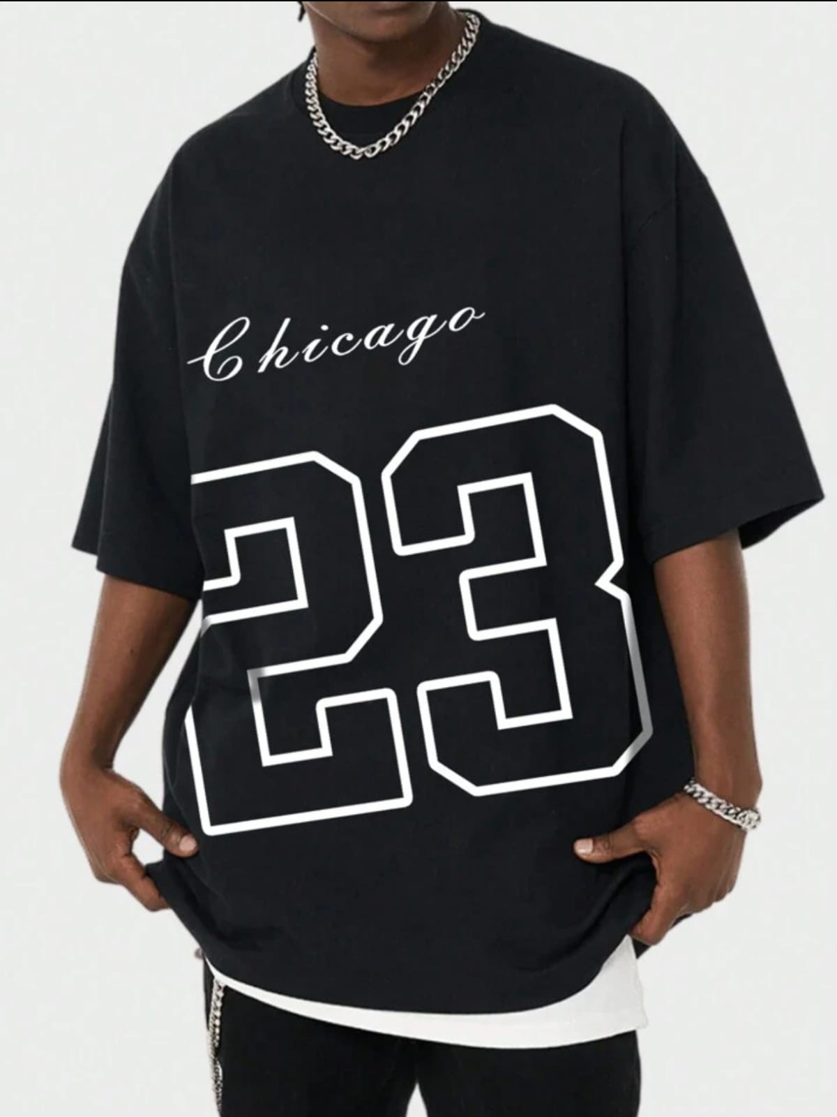 Nine Zero Chicago 23 Printed NZMT10 T-Shirt - Black