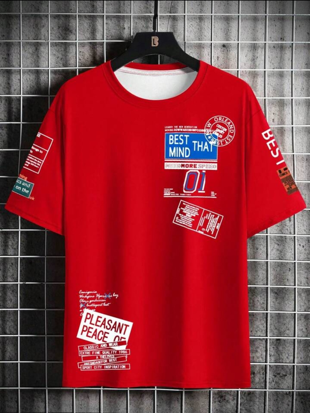 Nine Zero Stickers Printed NZMT11 T-Shirt - Red