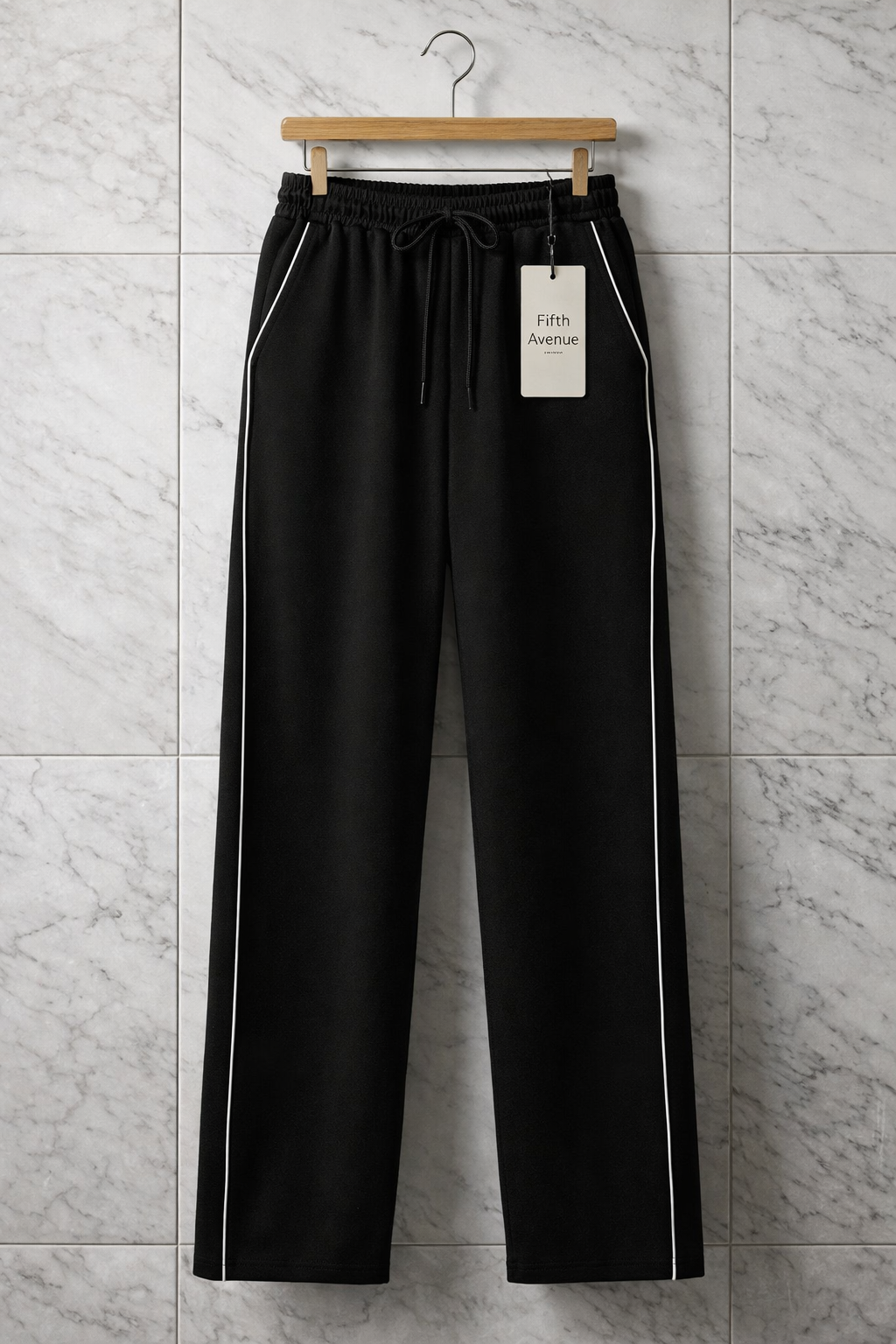 Fifth Avenue Womens Striped Wide Leg Track Pants - FAW26PA4 - Black