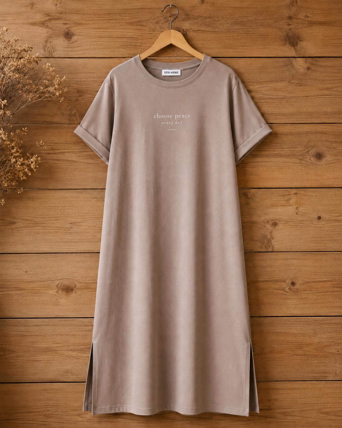 Fifth Avenue Women's FAWTS269 Printed Long T-Shirt Dress