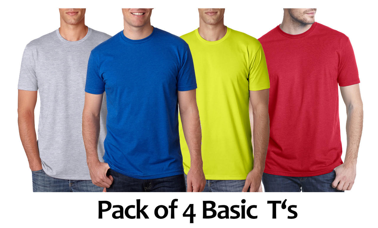 Pack of 4 Basic Crew Neck T Shirts By Tee Tall