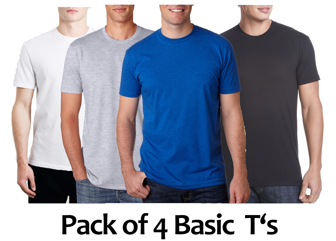 Pack2 of 4 Basic Crew Neck T Shirts By Tee Tall