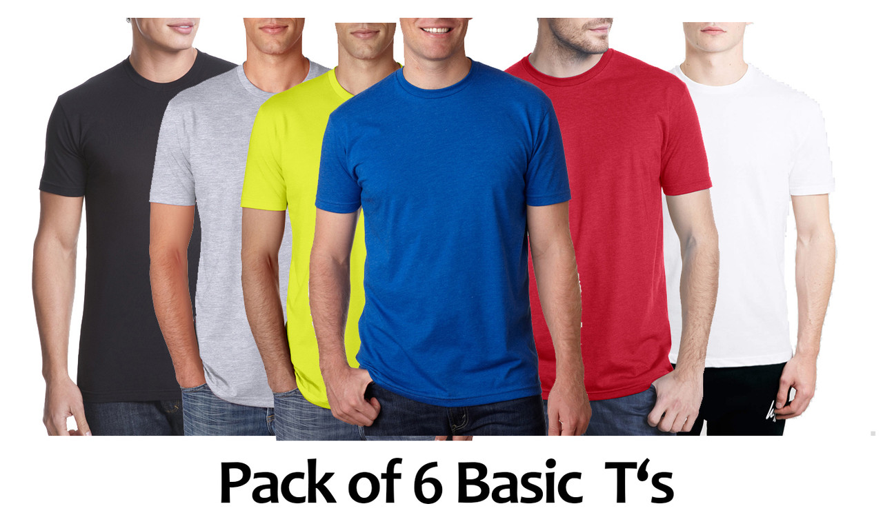 Pack of 6 Basic Crew Neck T Shirts By Tee Tall
