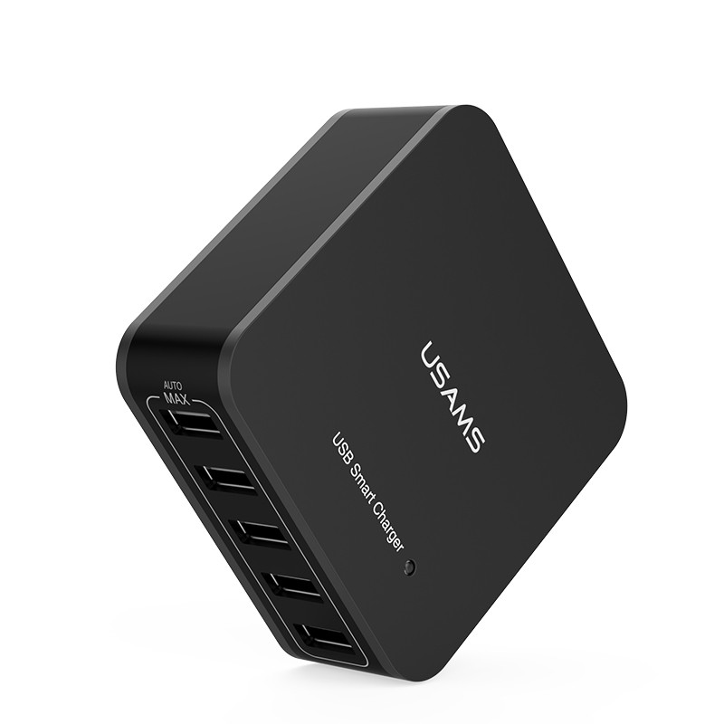 Usams U5+ Series 5 Ports USB Travel Charger - Black