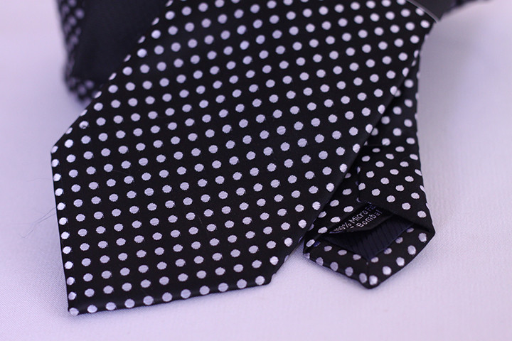 Tayyab Bombal Men's Black Polka Dot Necktie