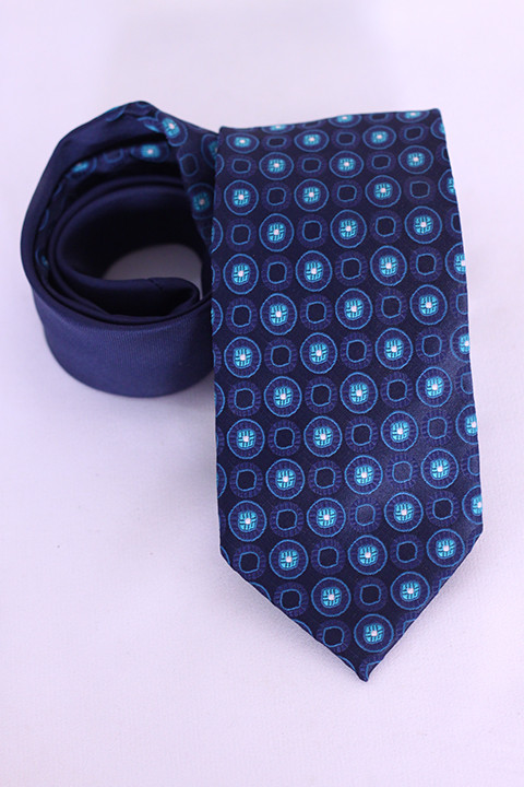 Tayyab Bombal Men's Navy Blue Circle Pattren Necktie