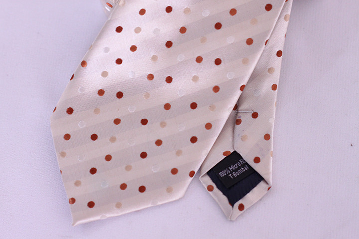 Tayyab Bombal Men's Light Pink Polka Dot Necktie
