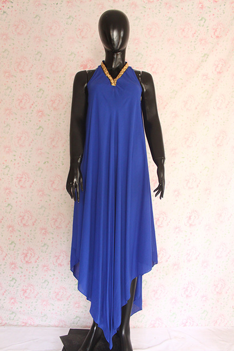 Blue Sleeveless Silk Lawn Top by Marvi