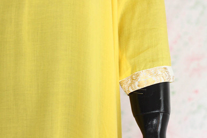Yellow Silk Lawn Top by Marvi