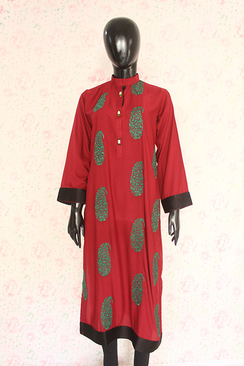 Maroon Silk Lawn Shirt By Marjan