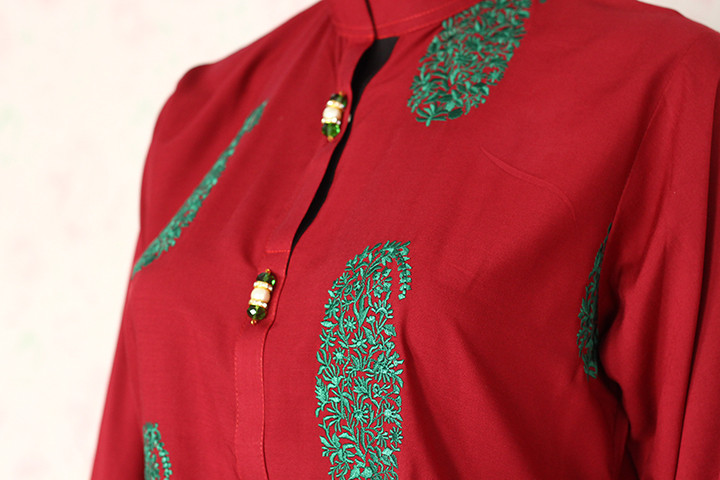 Maroon Silk Lawn Shirt By Marjan