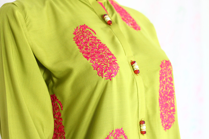 Lime Green Silk Lawn Shirt By Marjan