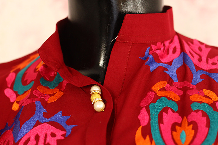 Maroon Stone Boski Shirt By Marjan