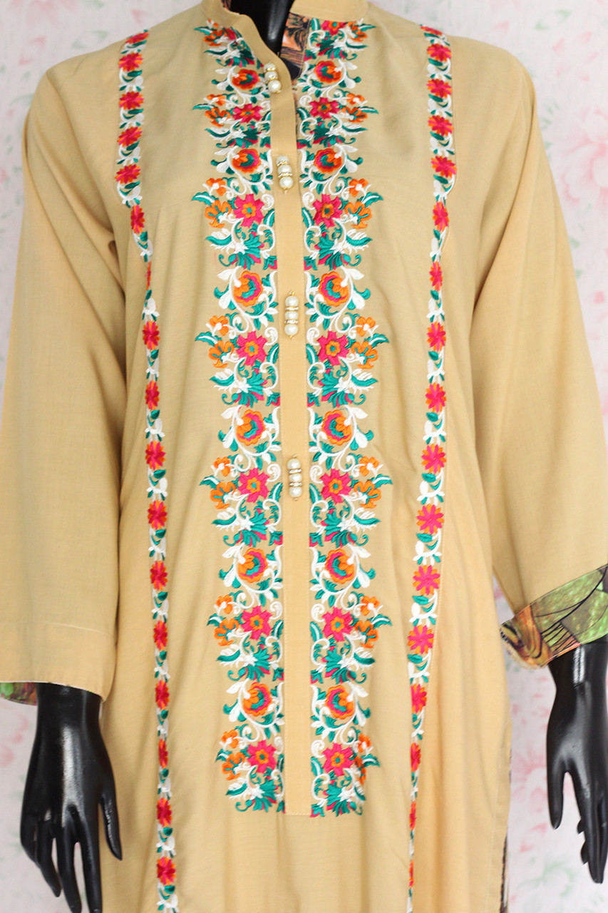 Beige Silk Lawn Shirt By Marjan