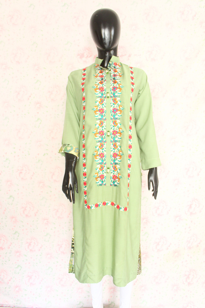 Lime-Green Silk Lawn Shirt By Marjan