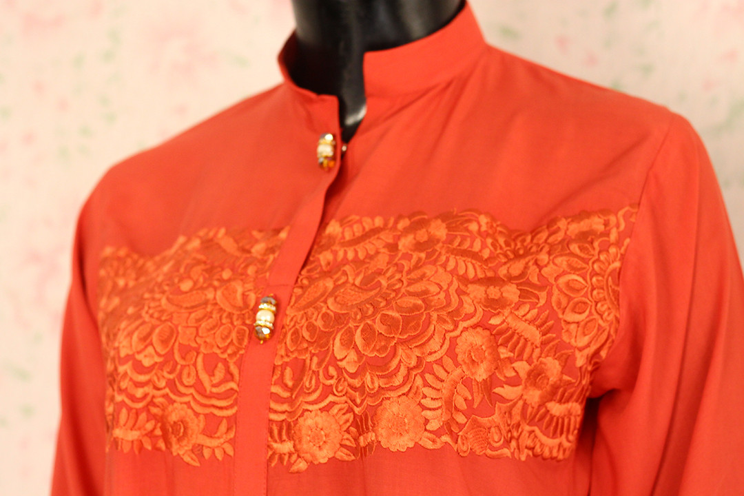 Rust Silk Lawn Shirt 2 By Marjan