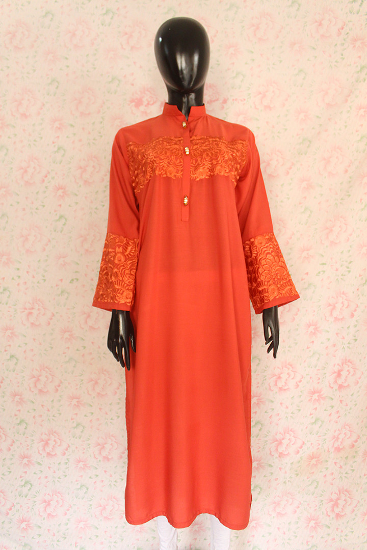 Rust Silk Lawn Shirt 2 By Marjan
